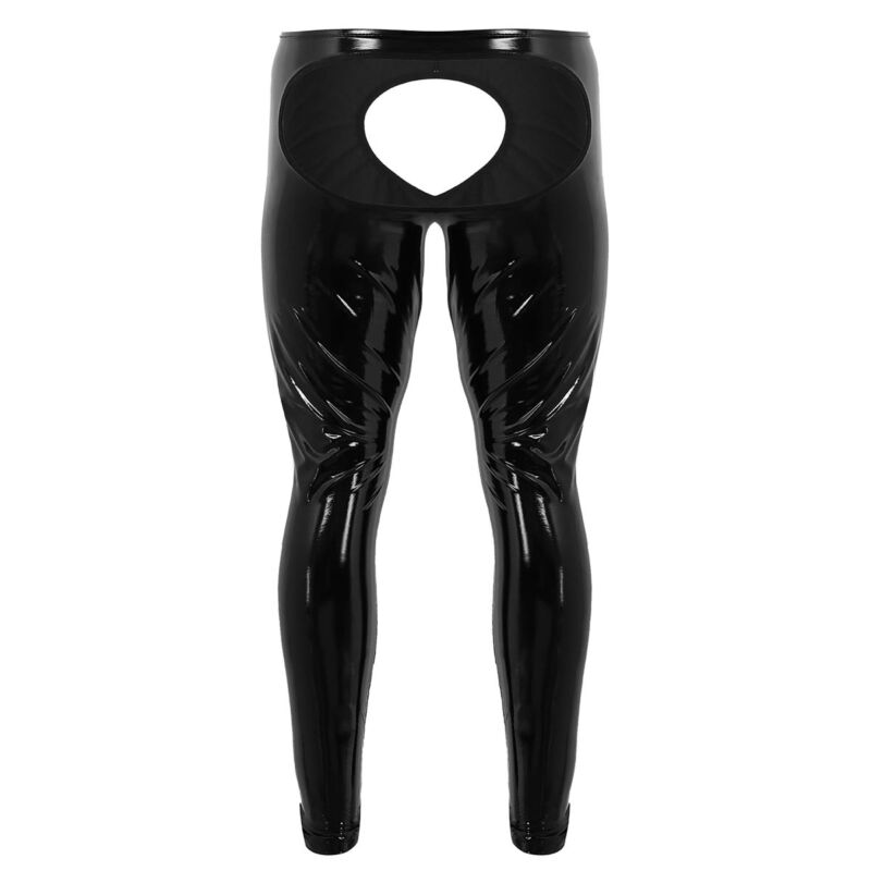 Mens Leggings Open Shiny Leather Look Tights Sexy Black M L Xl Xxl Ebay