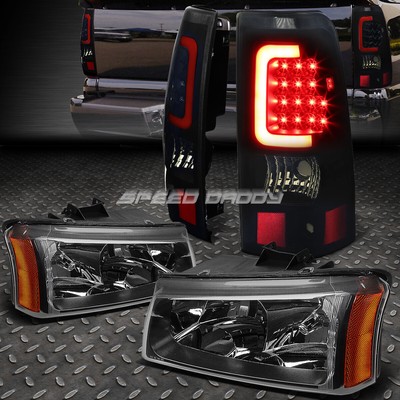 ЧЕРНАЯ ФАРА + ЯНТАРНЫЙ УГОЛОК + КОПЧЕНЫЙ 3D U-ОБРАЗНЫЙ СВЕТОДИОДНЫЙ ЗАДНИЙ ФОНАРЬ HALO ДЛЯ 03-07 SILVERADO