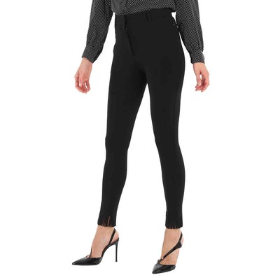 BURBERRY BURBERRY LADIES BLACK FRINGED HEM TROUSERS