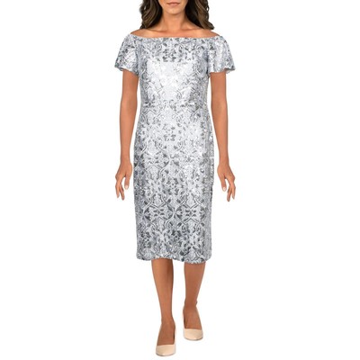 Женское коктейльное и вечернее платье с серебристыми блестками Lauren Ralph Lauren 2 BHFO 9026
