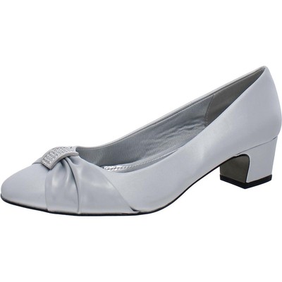 Easy Street Womens Silver Satin Loafers Shoes 7.5 Wide (C,D,W) BHFO 8363