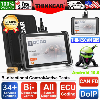 2024 ThinkScan 689 Bidirectional Scanner Auto Diagnostic Scan Tool CANFD & DoIP 