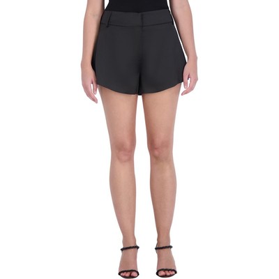 BCBGMAXAZRIA Женское черное мерцающее платье с коротким рукавом на плоской подошве спереди 4 BHFO 1615