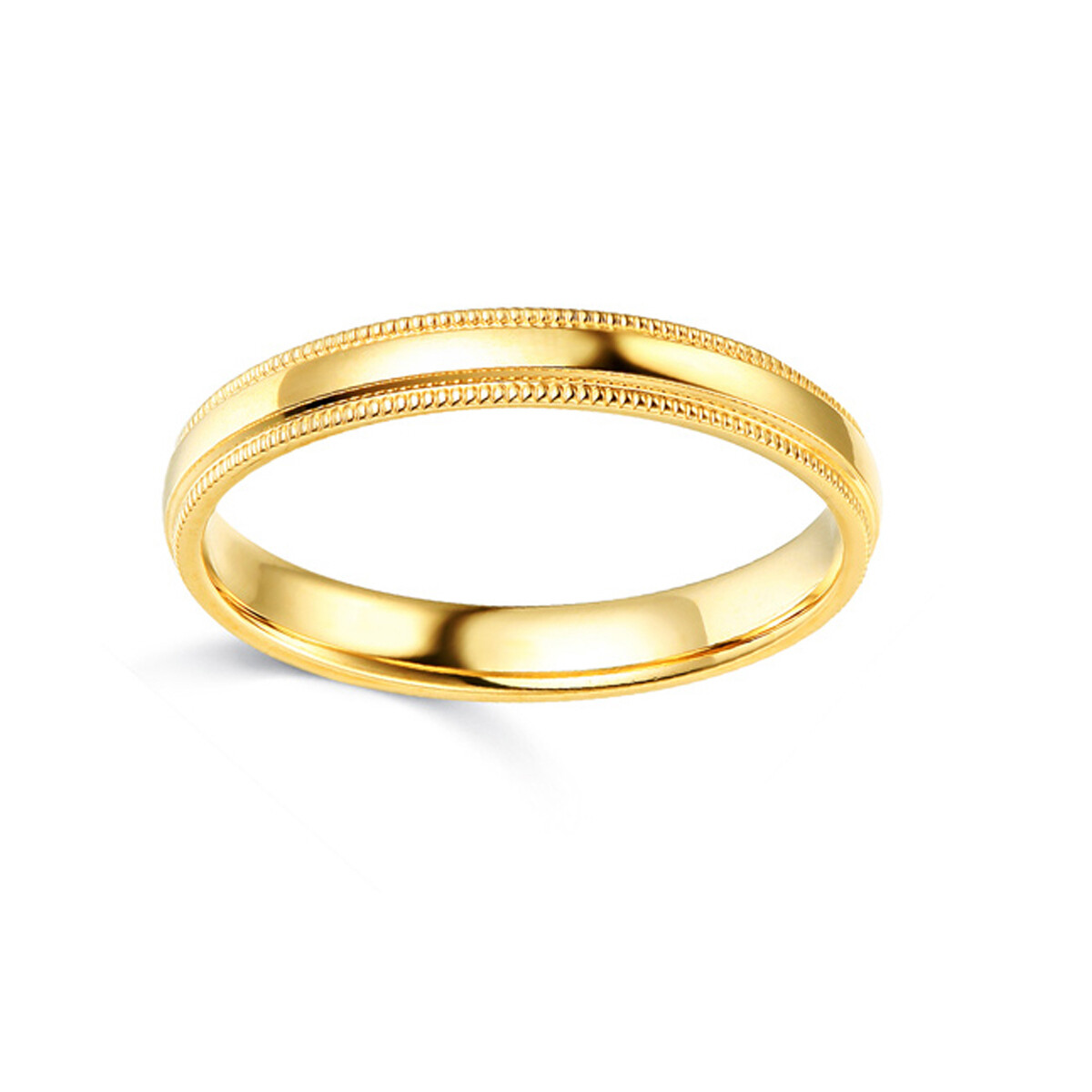 Pre-owned Td Collections 14k Yellow Gold 3mm Classic Light Comfort-fit Dome Milgrain Wedding Band