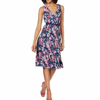 ADRIANNA PAPELL NEW Women's Pleated Floral Tiered Midi Dress TEDO