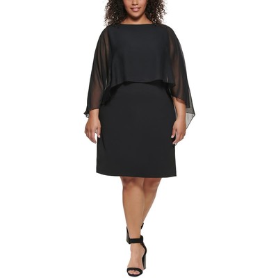 

Calvin Klein Womens Sheer Midi Dressy Shift Dress Plus BHFO 3035, Черный