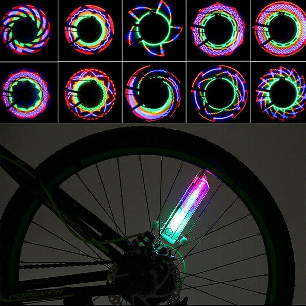 32 LED Multicolor Bicycle Wheel Spoke Lights String - Fits Most Rims