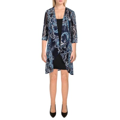 

Женский топпер в сетку с принтом R-M Richards Duster Blazer Petites BHFO 1060, Navy/teal