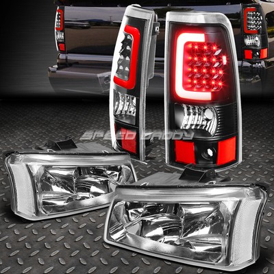 ХРОМИРОВАННАЯ ФАРА + ПРОЗРАЧНЫЙ УГОЛ + ХРОМИРОВАННЫЙ ЗАДНИЙ ФОНАРЬ С 3D-ОРЕОЛОМ ДЛЯ 03-07 SILVERADO