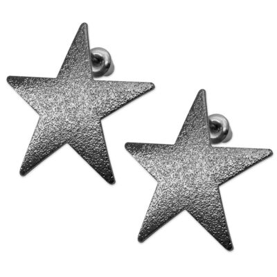 1 Paire Grand Boucles D'Oreilles Glamour Star Étoile Argent 80er Ans Style