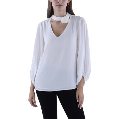Женская шифоновая рубашка-блузка с вырезом цвета слоновой кости Vince Camuto, M BHFO 7878