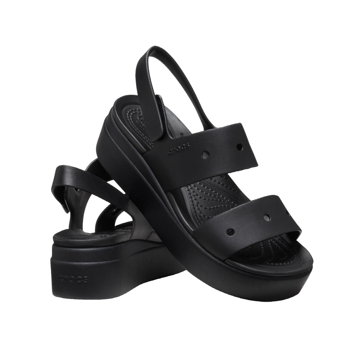 ☆送料無料☆ CROCS BROOKLYN 4U ☆ New Womens CROCS BROOKLYN 4U WEDGE SANDAL BLACK 210676-001