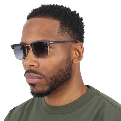 Pre-owned Tom Ford Hudson Polarized Smoke Gradient Square Men's Sunglasses Ft0997-h 02d 55 In Gray
