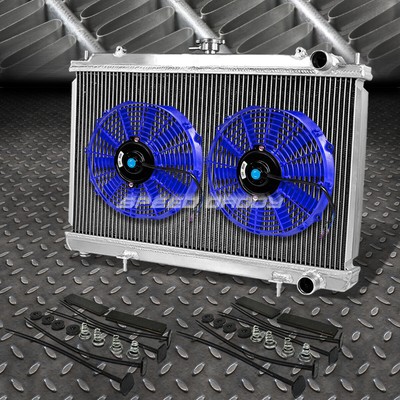 2-РЯДНЫЙ АЛЮМИНИЕВЫЙ РАДИАТОР + 2X 10 ВЕНТИЛЯТОРОВ СИНЕГО ЦВЕТА ДЛЯ 95-98 NISSAN 240SX S14 SILVIA KA24