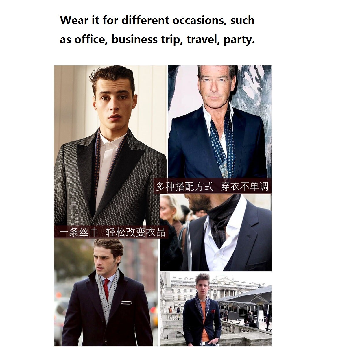 100 Silk Scarf Men Vintage Paisley Double Layer Mufflers Blue Anniversary Sale