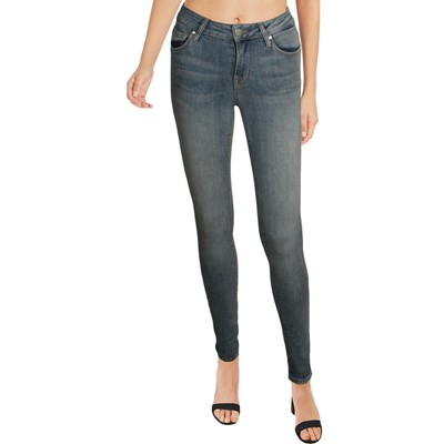 

Женские синие джинсы скинни DSTLD с высокой посадкой и бакенбардами  BHFO 1055, Синий, BHFO