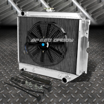 3-РЯДНЫЙ АЛЮМИНИЕВЫЙ РАДИАТОР + 1X14 ВЕНТИЛЯТОРОВ ЧЕРНОГО ЦВЕТА ДЛЯ 62-67 CHEVROLET CHEVY II/NOVA l6/V8