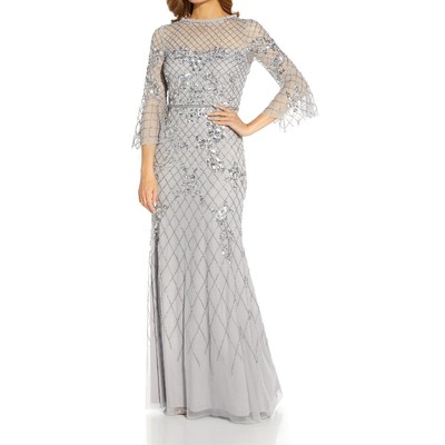 

Женское серое вечернее платье макси Adrianna Papell  BHFO 1195, Bridal silver