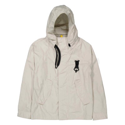 Pre-owned Moncler Men's Slogan Print Hancock Hooded Jacket In Beige