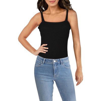 

Женский черный боди без рукавов в рубчик с квадратным вырезом Aqua  BHFO 0736