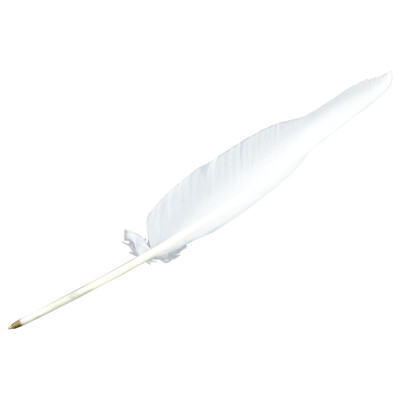 Antique Style Vintage White Goose Quill Feather Black Ink Ball Point Writing Pen