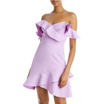 Женское коктейльное и вечернее платье BCBGMAXAZRIA Малик фиолетового цвета с высокой посадкой 14 BHFO 5954