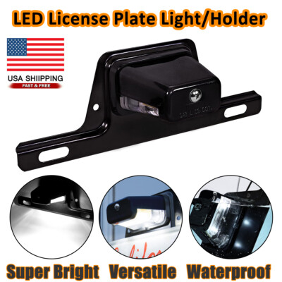 Universal Trailer LED License Plate Light Bracket Mount 12V 24V For RV Boat Tag