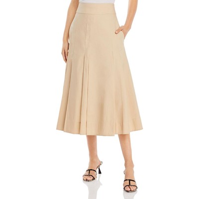 

3.1 Phillip Lim Женская бежевая длинная тканая юбка-трапеция со складками  BHFO 4055, Бежевый