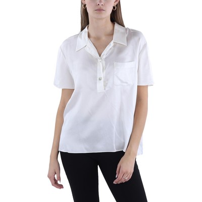Vince Womens White Collar Cap Sleeve Blouse Polo Top Shirt XS BHFO 7088
