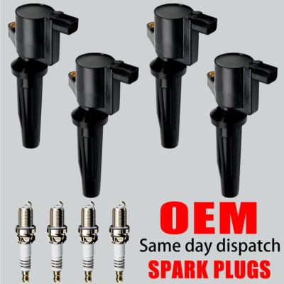 4X OEM Ignition Coil + 4X Iridium Spark Plug For Ford Mazda L4 FD505 UF621 DG541