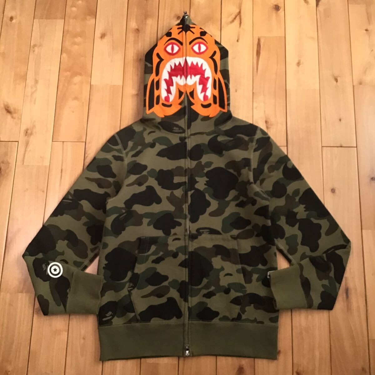 BAPE Tiger full zip hoodie 1st camo green A Bathing Ape Size