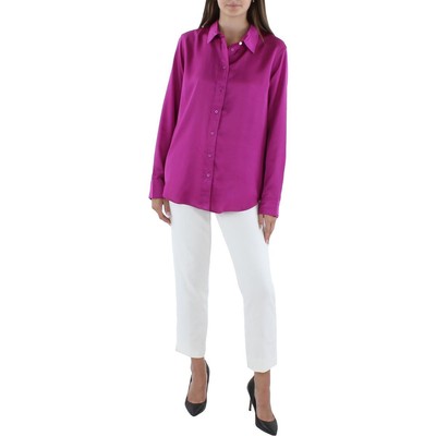 

Женская розовая атласная рубашка на пуговицах с воротником Lauren Ralph Lauren  BHFO 5413, Fuchsia