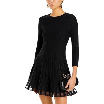 Короткое вечернее мини-платье Milly Womens Tabitha Black с длинным рукавом L BHFO 0969