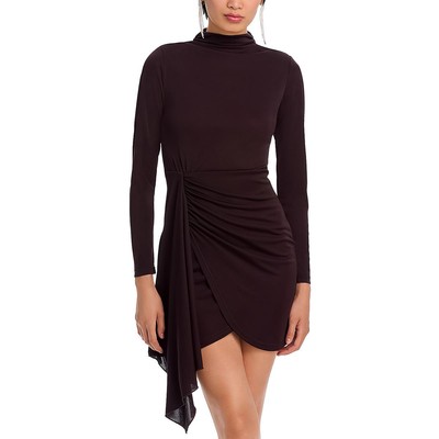 Женское коричневое мини-платье Aqua с открытой горловиной и запахом XXL BHFO 2506