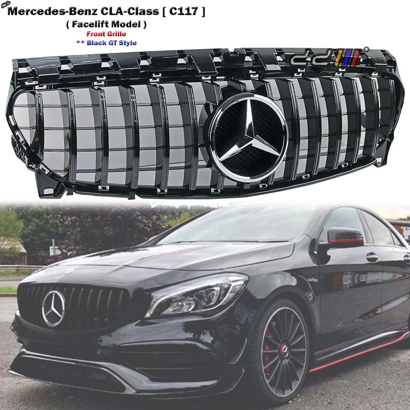 Front Black GT Grille For Mercedes Benz C117 CLA-Class CLA180 CLA200 2016-2019'