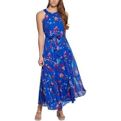 

Женское синее платье с лямкой на шее Calvin Klein с цветочным принтом Petites  BHFO 2617, Синий