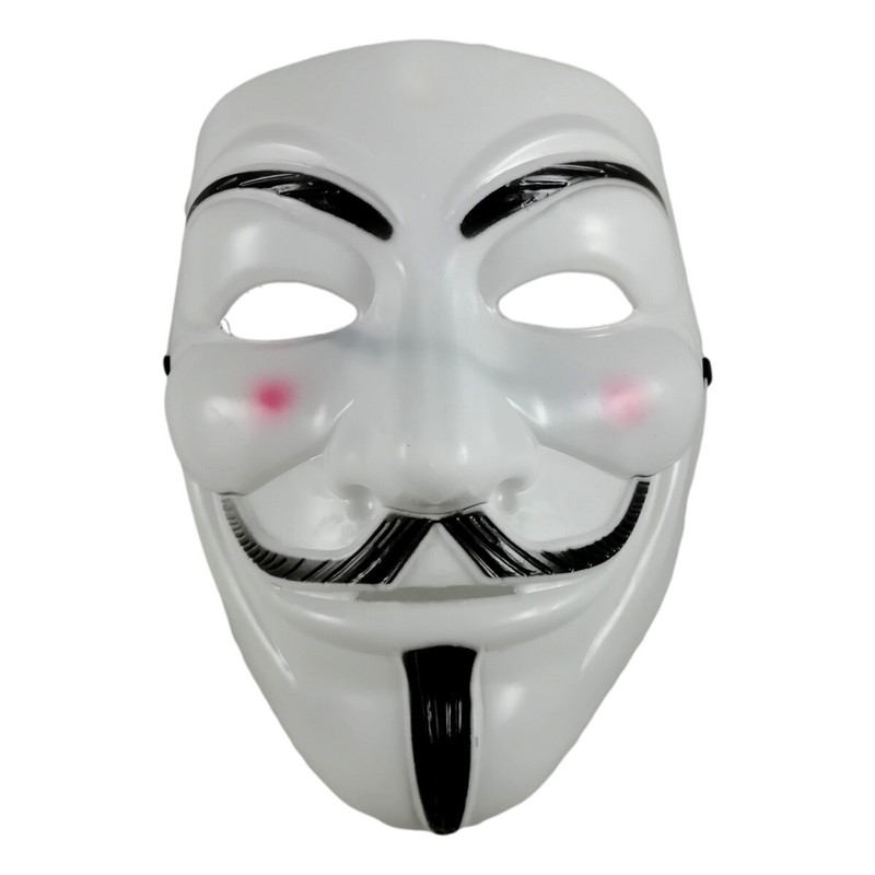 Masque Anonymous Guy Fawkes V Pour Vendetta Blanc Gilet Jaune Adulte