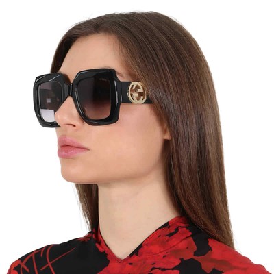 Pre-owned Gucci Grey Gradient Square Ladies Sunglasses Gg1022s 006 54 Gg1022s 006 54 In Gray