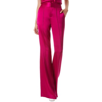 

Женские атласные широкие брюки с защипами Alice and Olivia BHFO 5170, Raspberry, CC207084102