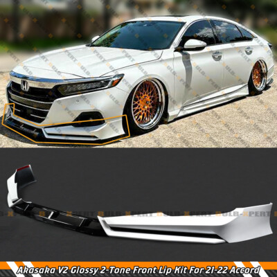 V2 Akasaka Platinum White Pearl Front Bumper Lip Kit For