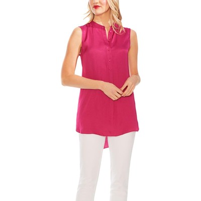 

Vince Camuto Женская Розовая Туника Блузка Без Рукавов Henley Top Рубашка  BHFO 8130, Wild hibiscus