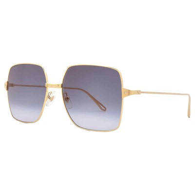 Pre-owned Cartier Grey Gradient Flash Square Ladies Sunglasses Ct0297s 001 57 In Gray