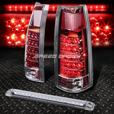 ХРОМИРОВАННЫЙ КОРПУС, КРАСНЫЙ СВЕТОДИОДНЫЙ ЗАДНИЙ ФОНАРЬ + ПРОЗРАЧНЫЙ 3-Й СТОП-СИГНАЛ ДЛЯ 92-00 SUBURBAN/ TAHOE/YUKON