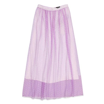 Pre-owned Burberry Floor-length Flocked Cotton Tulle Skirt In Lilac / White
