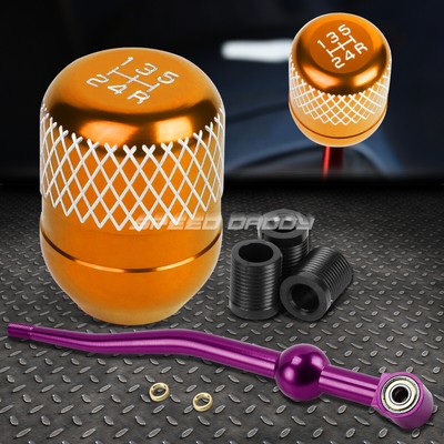 КОРОТКИЙ ПЕРЕКЛЮЧАТЕЛЬ ПЕРЕДАЧ ИЗ ФИОЛЕТОВОГО АЛЮМИНИЯ С ДВОЙНЫМ ИЗГИБОМ + ОРАНЖЕВАЯ 5-СТУПЕНЧАТАЯ РУЧКА С СЕТКОЙ ДЛЯ EK/ EJ / EG