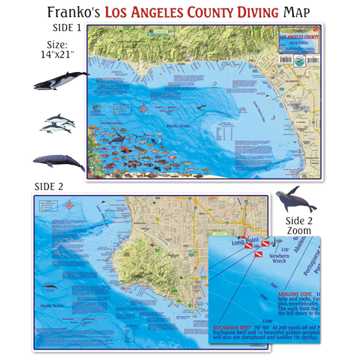 UPC 819420000183 Franko Maps Los Angeles County Coast Dive Guide 14 X