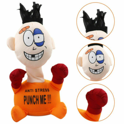 Electric Anti Stress Punch Me Funny Plush Doll Relief Toys with Screaming Sound