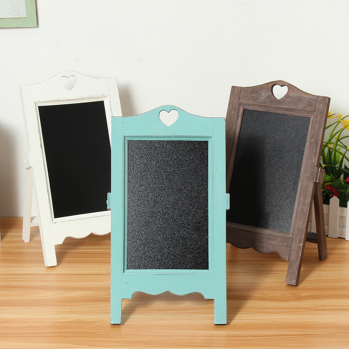 Vintage Wooden Chalkboard With Hooks Duck Egg Blue Framed Message