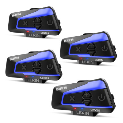4Set LEXIN B4FM Motorcycle Headset Bluetooth Helmet Intercom Speaker Music Share