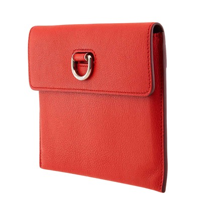 Pre-owned Burberry Bright Red D-ring Leather Pouch With Zip Coin Case 4076657